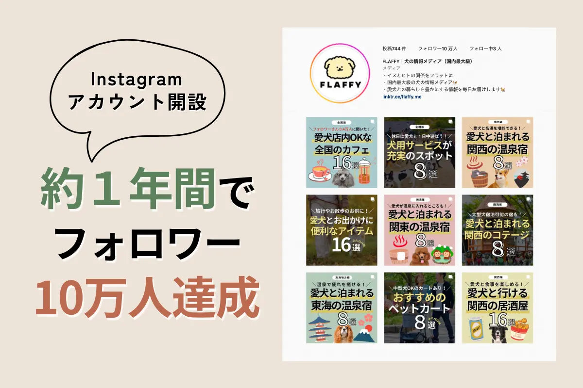 国内最大級の犬情報メディア「FLAFFY.me」がInstagramアカウント開設約1年でフォロワー10万人を達成!コラボ企画や取材依頼も受付中!